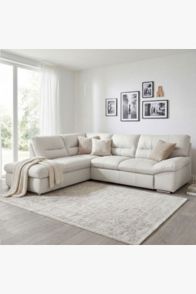 Ecksofa Leder Weiß Ecke Links Komfortables Wohnzimmer Sofa